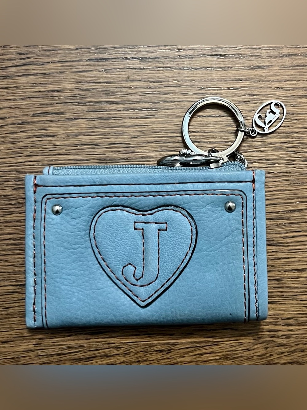 Vintage Juicy Couture Blue Card Holder Coin Purse Keychain Wallet Y2K